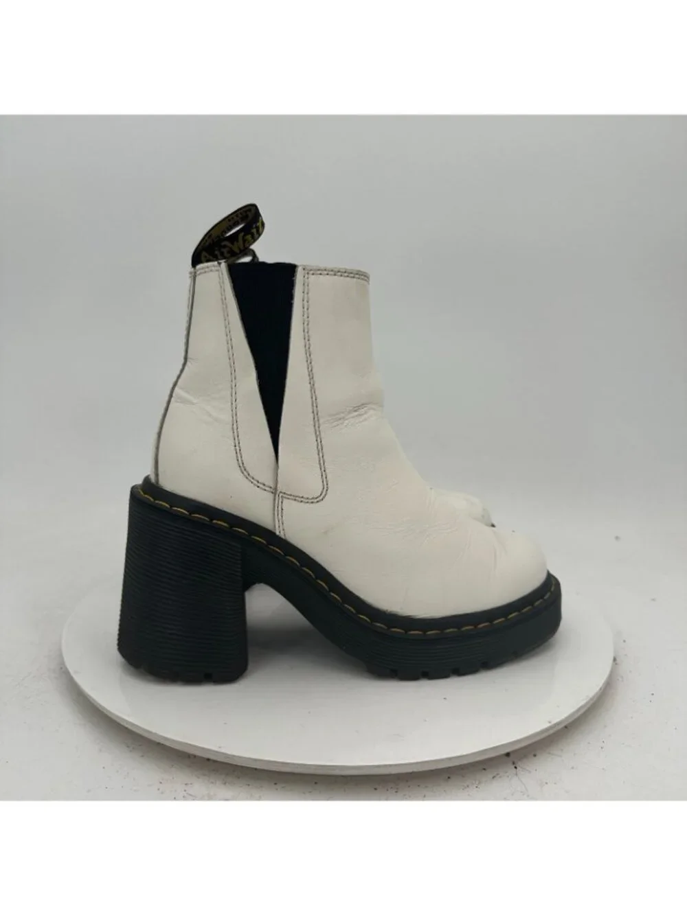 Dr. Martens Spence Women Size 5 White Leather Side Elastic Pump Chelsea Boot